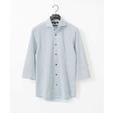 グリーン | 《日本製》ストレッチラッセル七分袖シャツ | MICHEL KLEIN HOMME