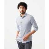 ライトブルー | 《日本製》ストレッチラッセル七分袖シャツ | MICHEL KLEIN HOMME