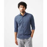 ネイビー | 《日本製》ストレッチラッセル七分袖シャツ | MICHEL KLEIN HOMME