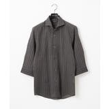 ダークグレー | リップルストライプ七分袖シャツ | MICHEL KLEIN HOMME
