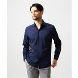 ネイビー | コットンウェーブ長袖シャツ | MICHEL KLEIN HOMME