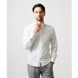 ホワイト | ストレッチサッカー長袖シャツ | MICHEL KLEIN HOMME