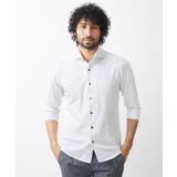 ライトグレー(91) | 《日本製》立体柄ストレッチラッセル七分袖シャツ | MICHEL KLEIN HOMME
