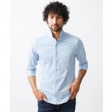 ライトブルー(50) | ボタニカル柄七分袖ジャージシャツ | MICHEL KLEIN HOMME
