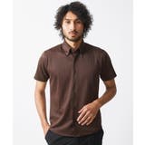 ブラウン(86) | 《日本製》ヘリンボン柄半袖シャツ | MICHEL KLEIN HOMME