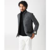ダークグレー(93) | へリンボン柄コンバーチブルウールジャケット | MICHEL KLEIN HOMME