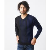 ネイビー(57) | グラデーションVネックニット | MICHEL KLEIN HOMME