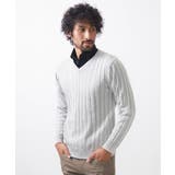 ライトグレー(91) | グラデーションVネックニット | MICHEL KLEIN HOMME