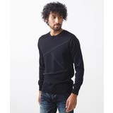 ブラック(94) | 切り替えストレッチクルーネックニット | MICHEL KLEIN HOMME