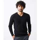 ブラック(94) | ダイヤ柄Vネックニット | MICHEL KLEIN HOMME