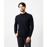 ネイビー | グラデーションモックネックニット | MICHEL KLEIN HOMME