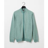 グリーン | グラデーションスタンドカラーニットブルゾン | MICHEL KLEIN HOMME