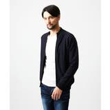 ネイビー | グラデーションスタンドカラーニットブルゾン | MICHEL KLEIN HOMME