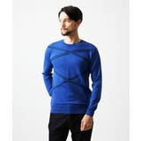 ブルー | 切り替えクルーネックニット | MICHEL KLEIN HOMME