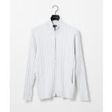 ライトグレー | 編み込みスタンドカラーニットブルゾン | MICHEL KLEIN HOMME