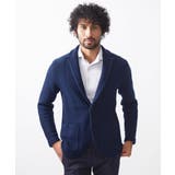 ネイビー(57) | 《日本製》へリンボン柄ウールニットジャケット | MICHEL KLEIN HOMME