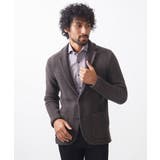 ブラウン(86) | 《日本製》へリンボン柄ウールニットジャケット | MICHEL KLEIN HOMME