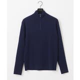 ネイビー | リブ編みハーフジップニット | MICHEL KLEIN HOMME