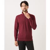 パープル | ガーメントダイリブ ハーフジップニット | MICHEL KLEIN HOMME