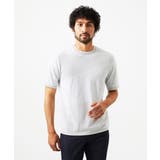 ライトグレー | ダイアゴナル柄クルーネック半袖ニット | MICHEL KLEIN HOMME