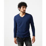 ネイビー | 《日本製》リンクスVネック長袖カットソー | MICHEL KLEIN HOMME