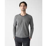 《日本製》レンガ柄Vネック長袖カットソー | MICHEL KLEIN HOMME | 詳細画像1