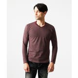 レッド | 《日本製》レンガ柄Vネック長袖カットソー | MICHEL KLEIN HOMME