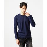 ネイビー | クルーネック長袖カットソー | MICHEL KLEIN HOMME