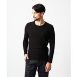 ブラック | ウェーブジャージクルーネック長袖カットソー | MICHEL KLEIN HOMME