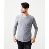 グレー | 《日本製》バイアスチェック柄Vネックカットソー | MICHEL KLEIN HOMME