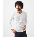 ホワイト | 《日本製》リンクスVネック長袖カットソー | MICHEL KLEIN HOMME