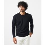 ブラック | ダブルフェイスクルーネック長袖カットソー | MICHEL KLEIN HOMME