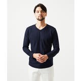 ネイビー | チドリ柄Vネックカットソー | MICHEL KLEIN HOMME