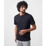 ブラック | 《日本製》キーネック半袖カットソー | MICHEL KLEIN HOMME