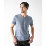 ライトブルー | アーガイル柄Vネック半袖カットソー | MICHEL KLEIN HOMME