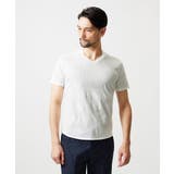 ホワイト | アーガイル柄Vネック半袖カットソー | MICHEL KLEIN HOMME