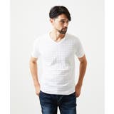 ホワイト | 《日本製》千鳥リンクスVネック半袖カットソー | MICHEL KLEIN HOMME