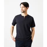 ブラック | 《日本製》キーネック半袖カットソー | MICHEL KLEIN HOMME
