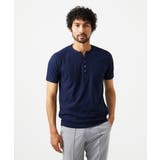 ネイビー | ヘンリーネック半袖カットソー | MICHEL KLEIN HOMME