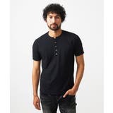 ブラック | ヘンリーネック半袖カットソー | MICHEL KLEIN HOMME