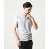ライトグレー | 《日本製》スモーク柄キーネック半袖カットソー | MICHEL KLEIN HOMME