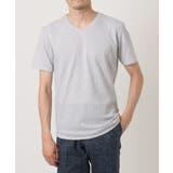 ライトグレー | 《日本製》レンガ柄Vネック半袖カットソー | MICHEL KLEIN HOMME