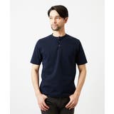 《日本製》ブロックヘンリーネック半袖カットソー | MICHEL KLEIN HOMME | 詳細画像1 