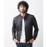 ブラック(94) | クロス柄スムースレザーブルゾン | MICHEL KLEIN HOMME