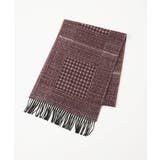 パープル(77) | グレンチェック柄ウールマフラー | MICHEL KLEIN HOMME