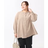 ベージュ(82) | 【大きいサイズ】コーデュロイフレアブラウス | eur3