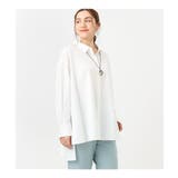 ホワイト(90) | 【大きいサイズ】ドロップショルダーロングシャツ | eur3