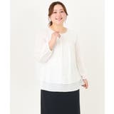 ホワイト(90) | 【大きいサイズ/11号サイズあり】2WAYジョーゼットブラウス | eur3