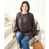 ダークグレー(93) | 【大きいサイズ/11号サイズあり】タックネックサテンブラウス | eur3