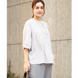 ホワイト(90) | 【大きいサイズ】プロバンスプリントブラウス | eur3